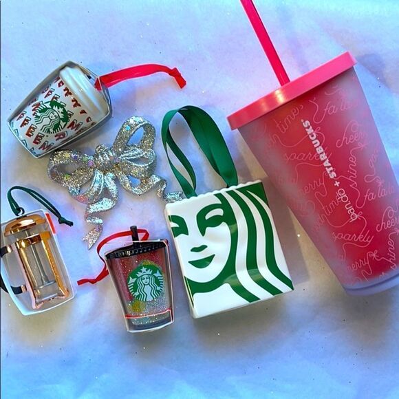 STARBUCKS Holiday Cup & Ornaments Bundle - Picture 1 of 9